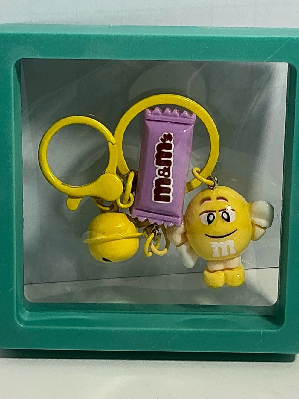Yellow Character Keychain with Purple Candy Charm and Yellow Bell